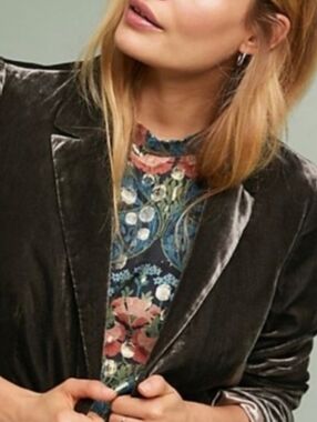 Anthropologie Ett:Twa Velvet Blazer Jacket